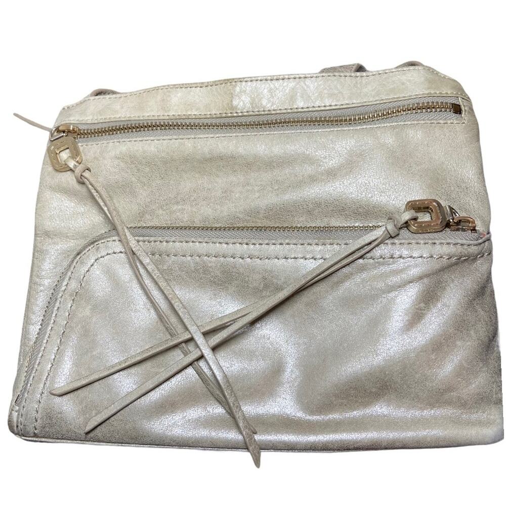 HOBO int metallic distressed double zip crossbody